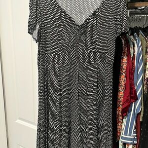 Torrid Black and White Midi dress with V-Neck